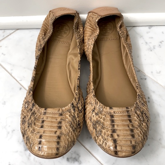 Tory Burch Snakeskin Print Ballet Flats - Picture 1 of 5